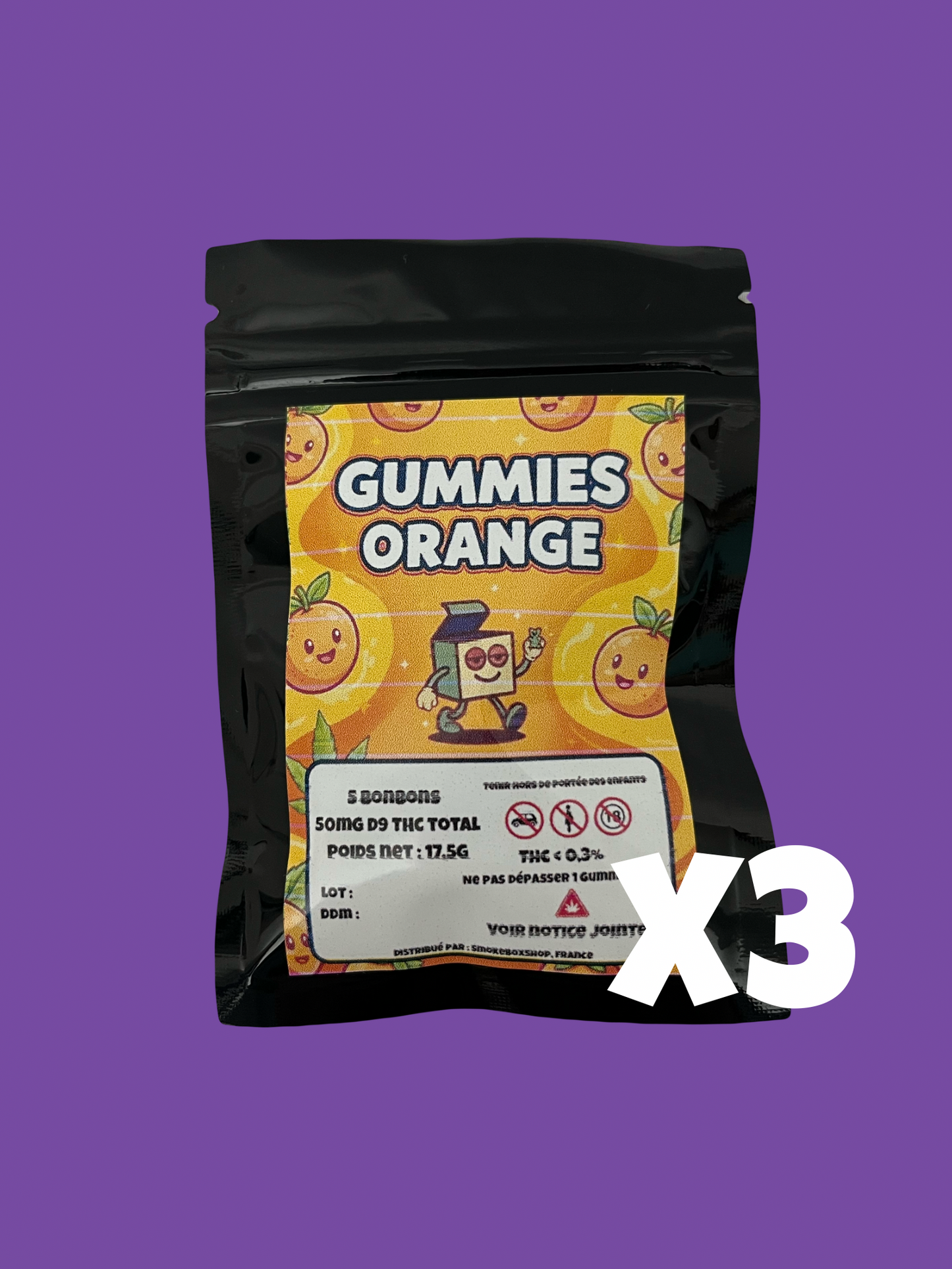Trois Sachets Arrière - Déclaration Légal Gummies D9 THC - Bundle X3
