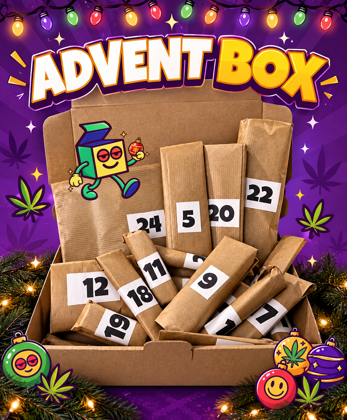 Calendrier de l’Avent fumeur SmokeBoxShop 2026 avec 24 surprises et emballages numérotés