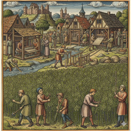 Chanvre aux États-Unis avant prohibition, culture agricole et textile, illustration historique réaliste.