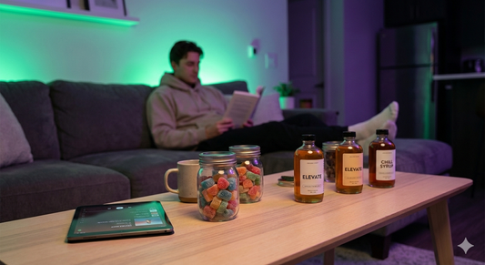 Edibles THC modernes : gummies et sirops infusés pour une consommation 420 propre, sans combustion.