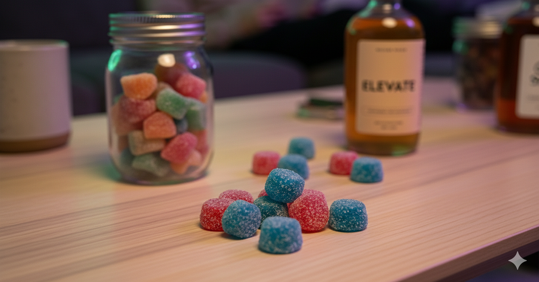 Gummies Delta-9 THC myrtille dosées à 10mg, edible moderne pour une consommation propre et sans combustion.