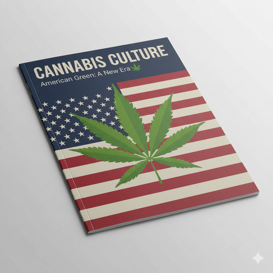 Légalisation du cannabis aux États-Unis 2025 – feuille de cannabis et drapeau américain