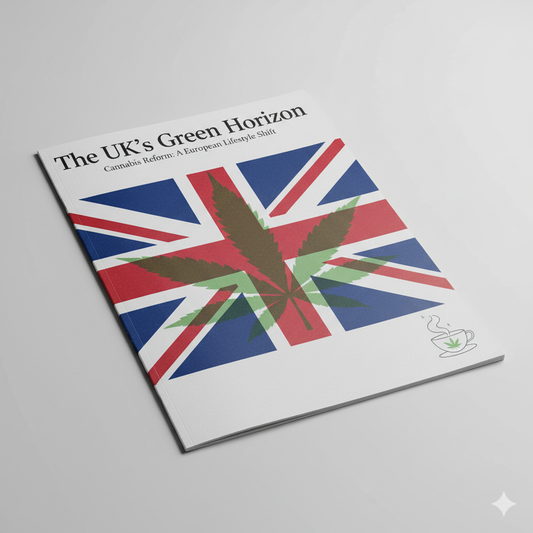 Légalisation du cannabis au Royaume-Uni 2025 – feuille de cannabis et drapeau britannique