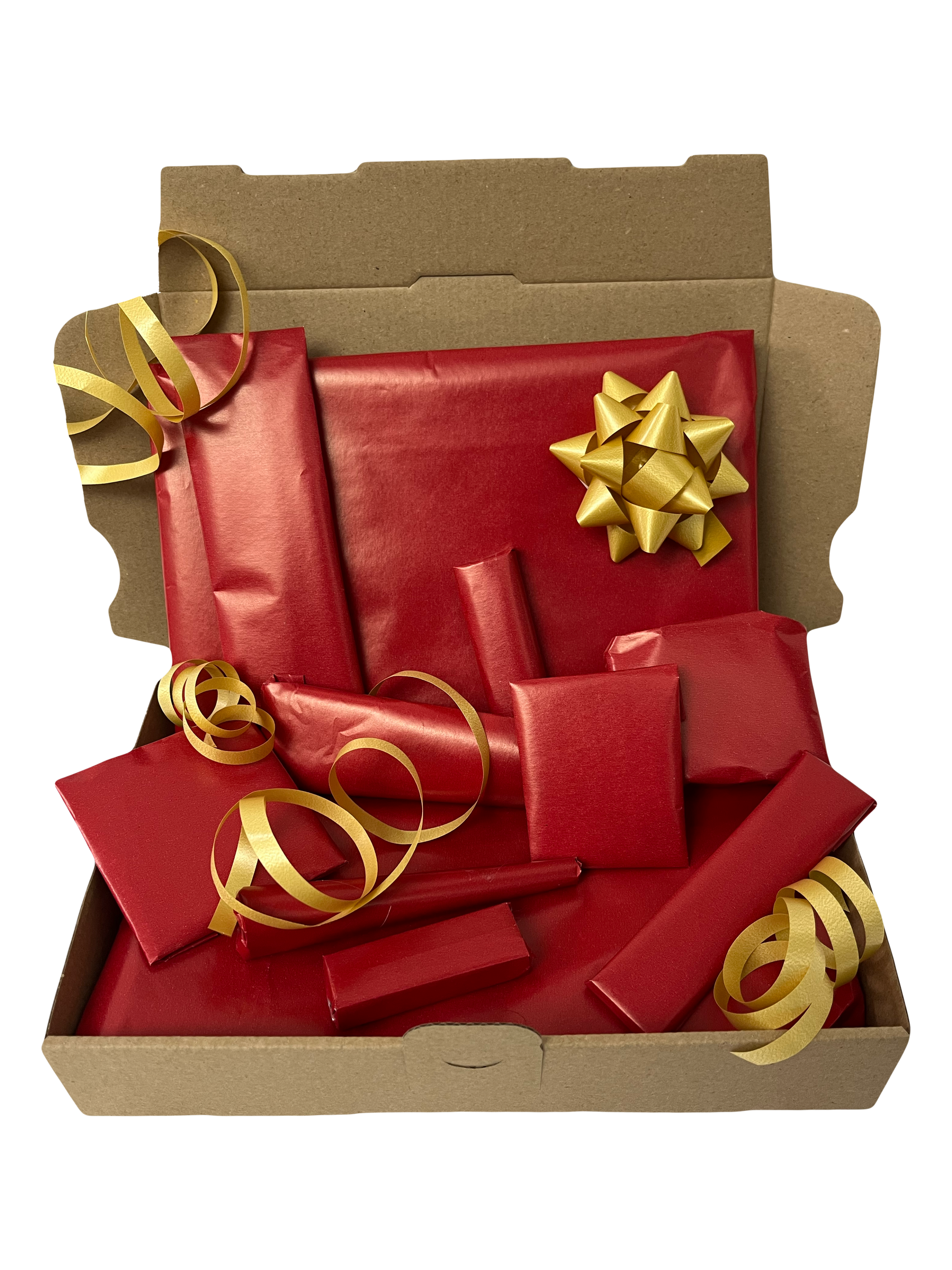 Coffret cadeau de Noël pour fumeur (XMAS BOX) contenant 10 accessoires emballés individuellement : starter pack complet de qualité premium avec des gummies Delta 9 THC.