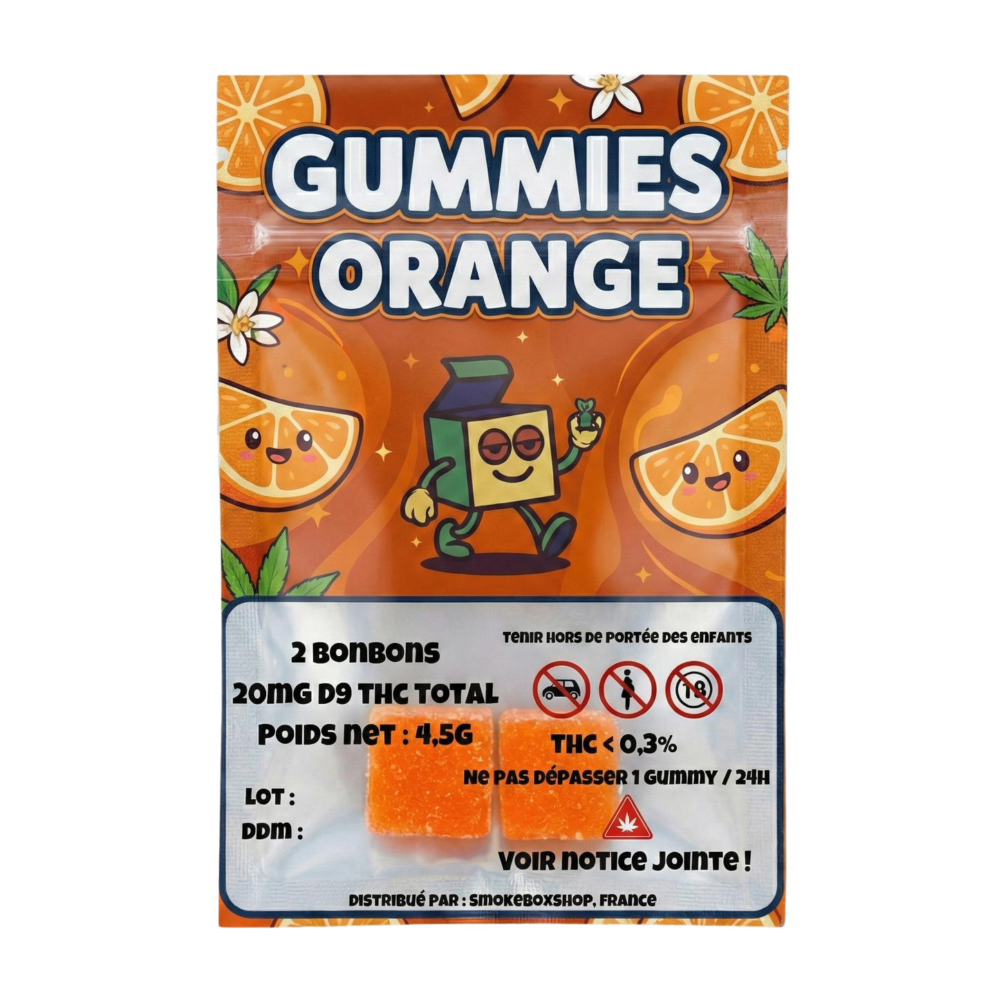 Échantillon 2 gummies Orange Delta-9 THC 10mg SmokeBox Shop