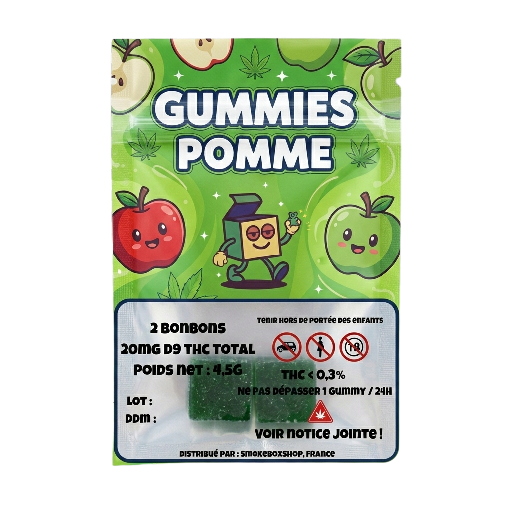 Échantillon 2 gummies Pomme Delta-9 THC 10mg SmokeBox Shop