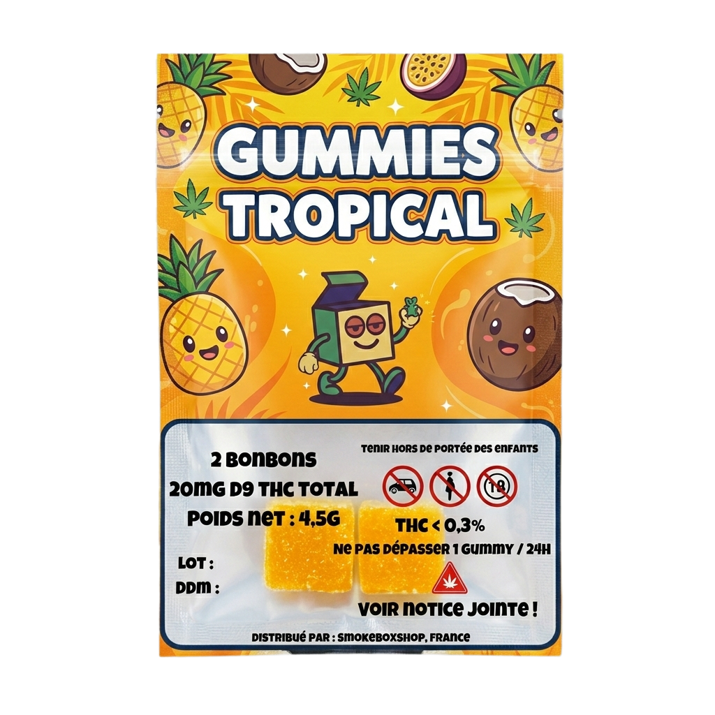 Échantillon 2 gummies Tropical Delta-9 THC 10mg SmokeBox Shop