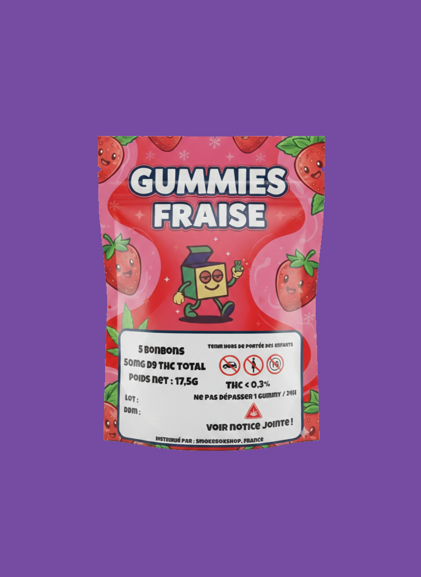 Gummies Delta-9 THC 10mg fraise (x5 Bonbons) - SmokeBoxShop