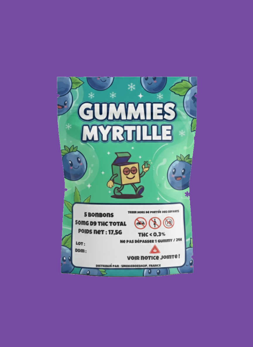 Gummies Delta-9 THC 10mg Myrtille (x5 Bonbons) - SmokeBoxShop