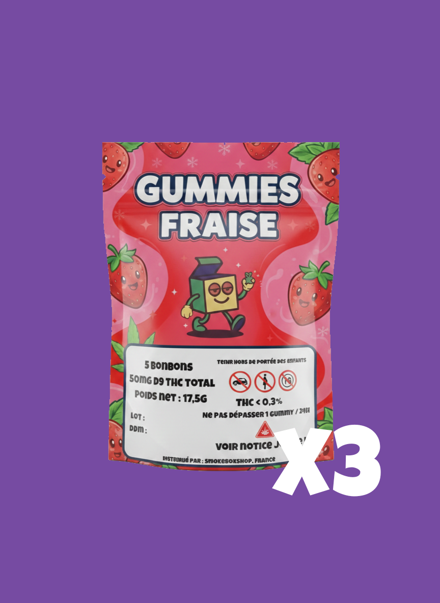 Lot Économique x3 - Gummies Delta-9 THC 10mg Fraise - SmokeBoxShop