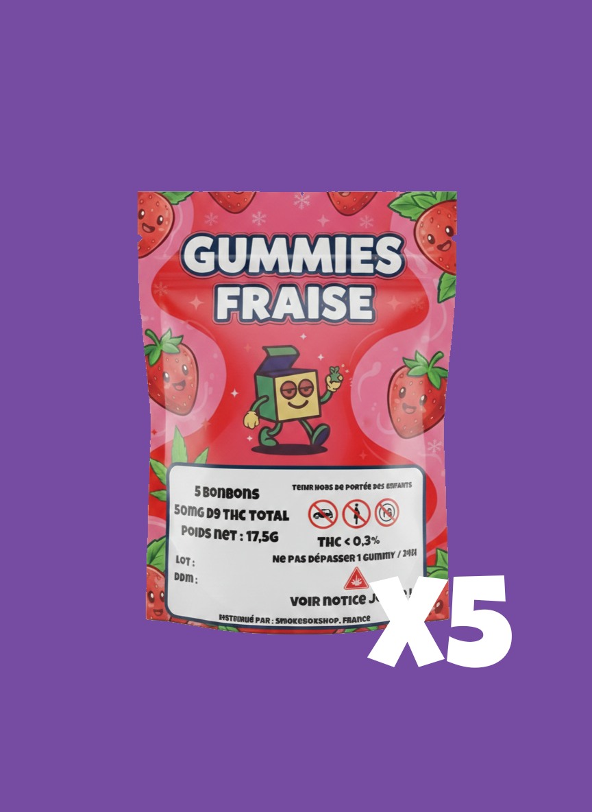 Lot Économique x5 - Gummies Delta-9 THC 10mg Fraise - SmokeBoxShop